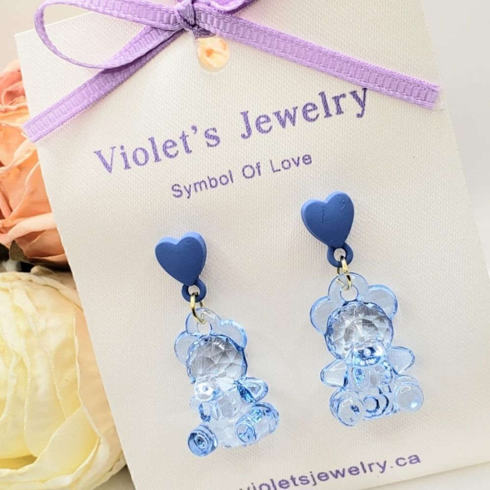 2/$20 Brand New Blue Teddy Bear Earrings